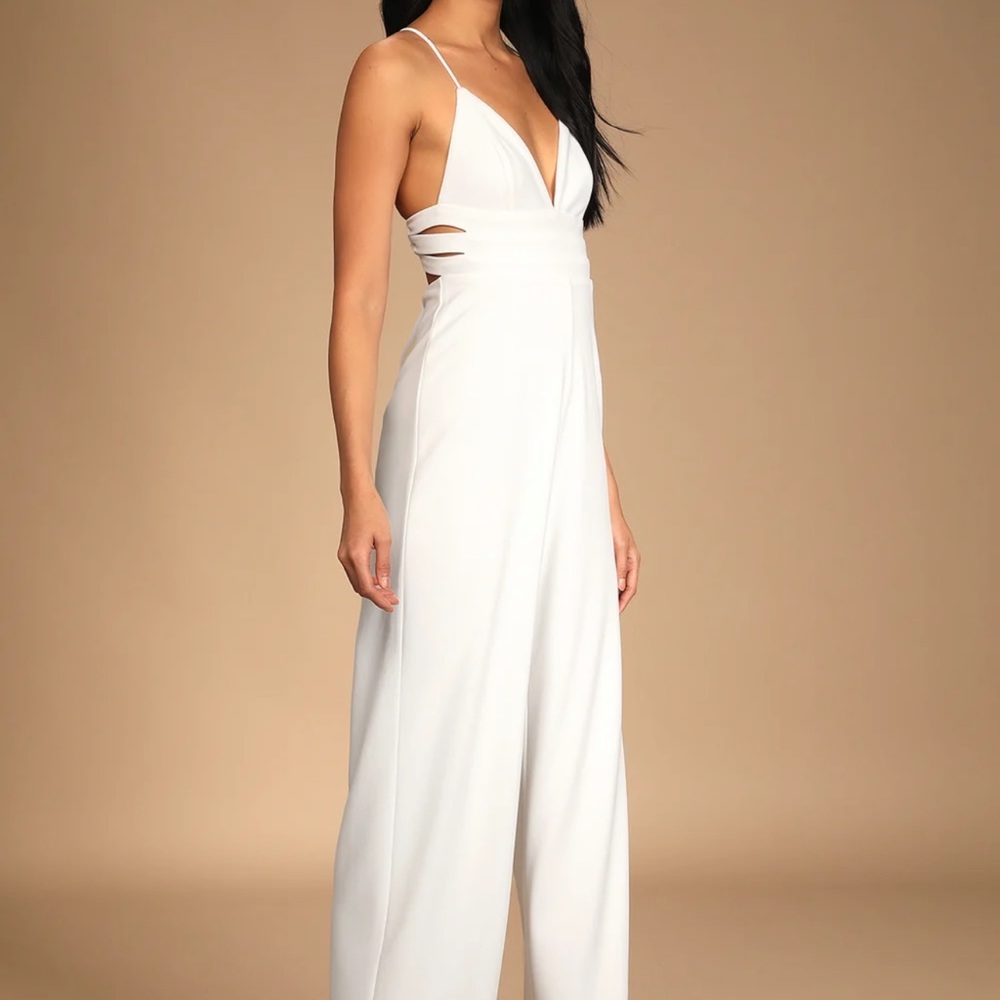 Lulus white wide leg jumpsuit, size small